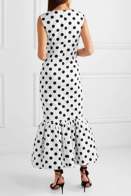 Rebecca De Ravenel - Tie-detailed polka-dot cotton-blend maxi dress in White with black Size AU 6 NEVER WORN for rent on The Volte - image 5