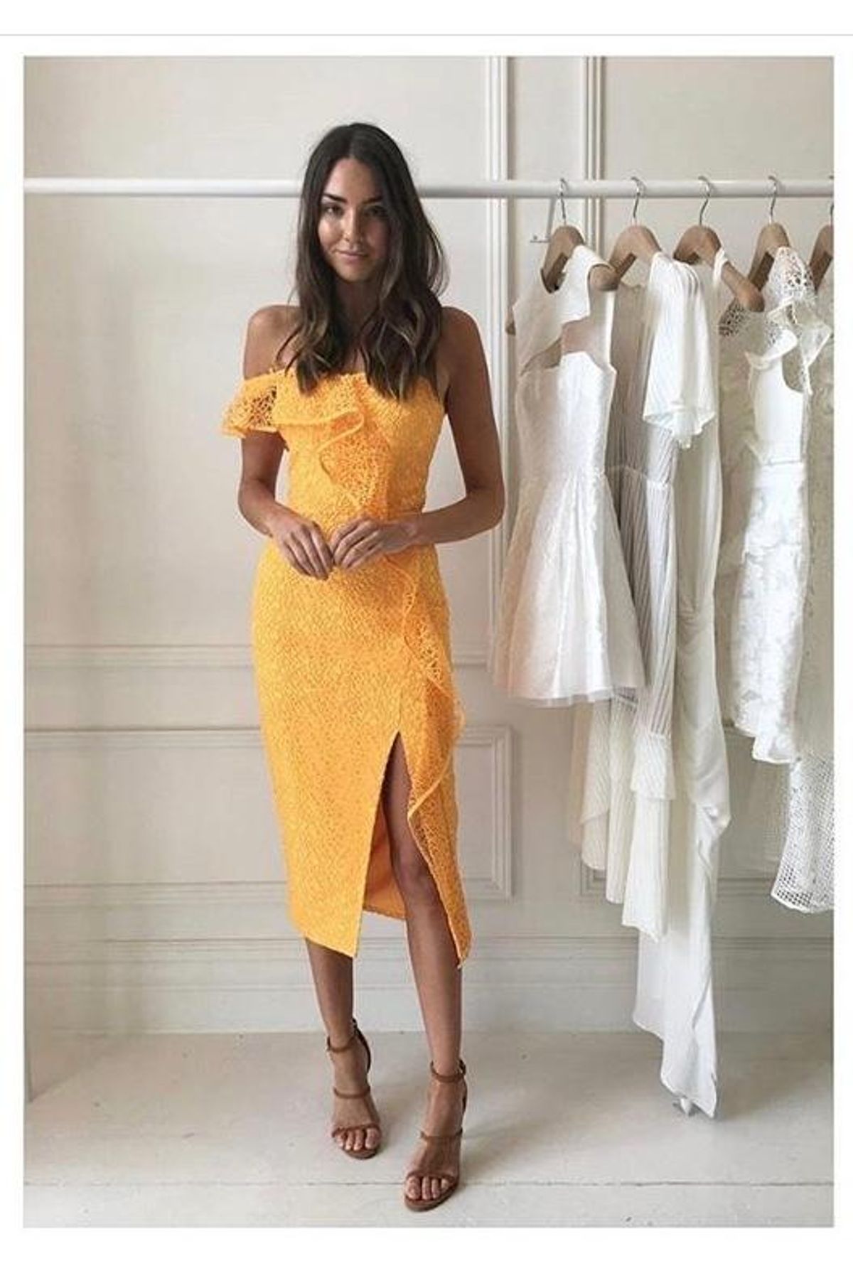 Rebecca Vallance Baha Midi Dress Yellow Size 6 - Image 2