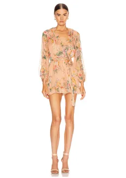 Zimmermann Zinnia Plunge Ruffle Playsuit Coral Floral Size 6 for rent on The Volte - image 1