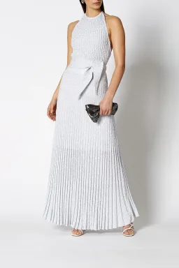 Scanlan Theodore Calypso Tinsel Halter Gown Pale Grey Size S / Au 8 for rent on The Volte - image 1