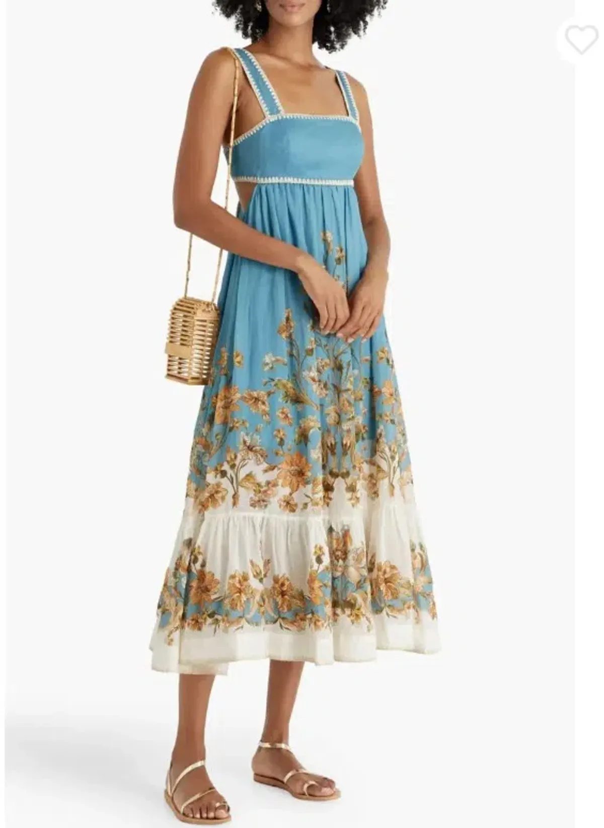 Zimmermann Chintz Tiered Midi Dress in Blue Floral Size 1 / AU 10 - Image 1