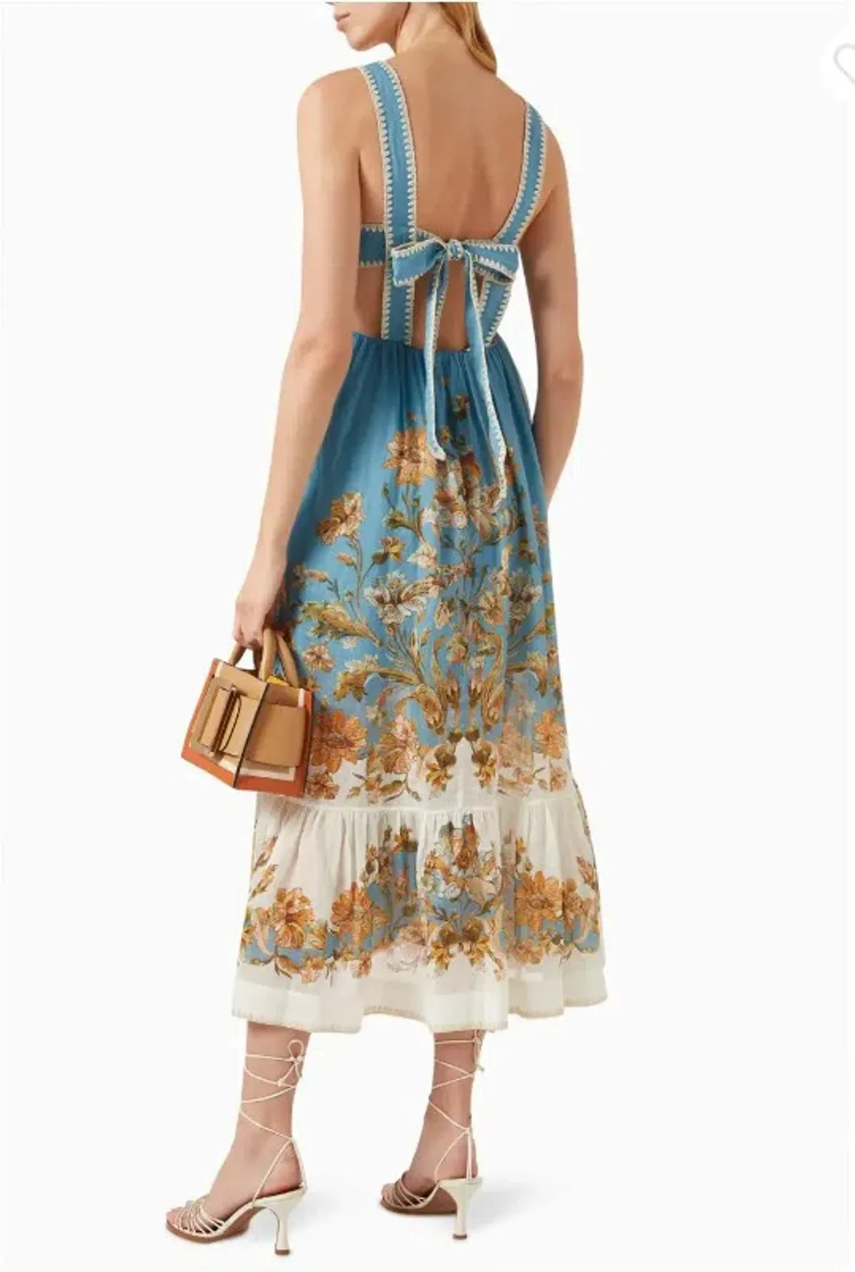 Zimmermann Chintz Tiered Midi Dress in Blue Floral Size 1 / AU 10 - Image 3