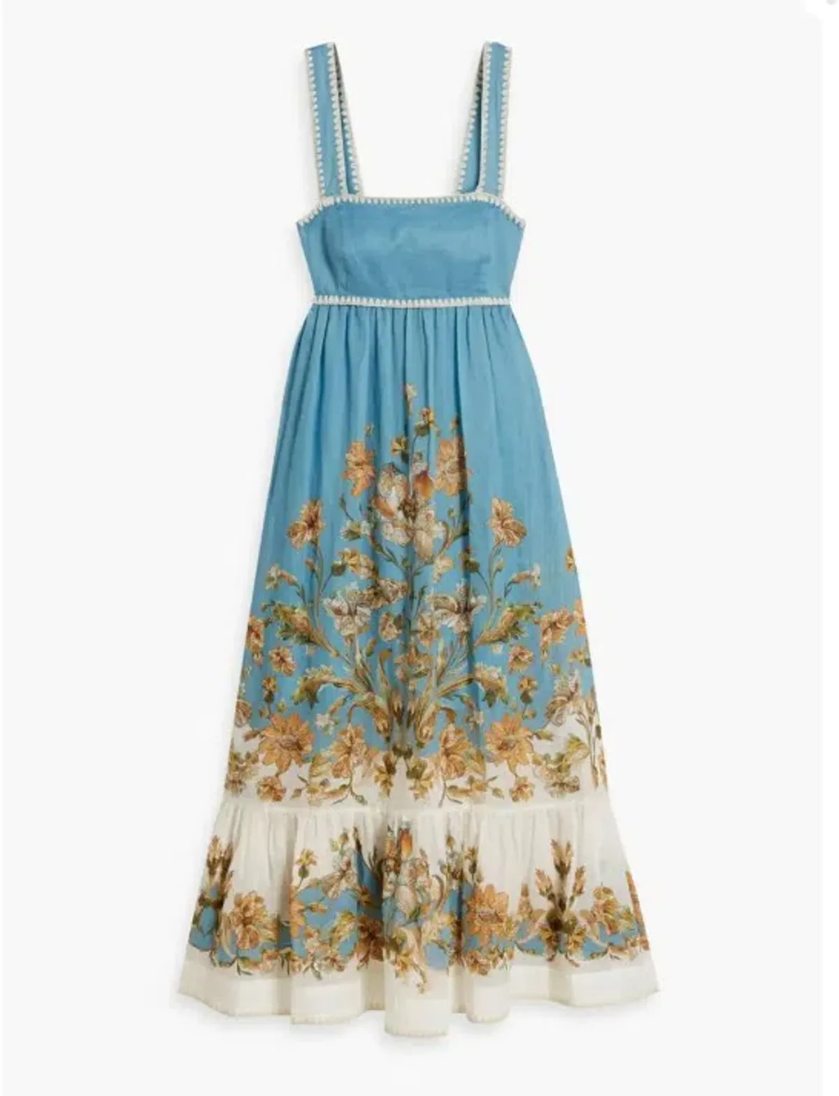 Zimmermann Chintz Tiered Midi Dress in Blue Floral Size 1 / AU 10 - Image 4