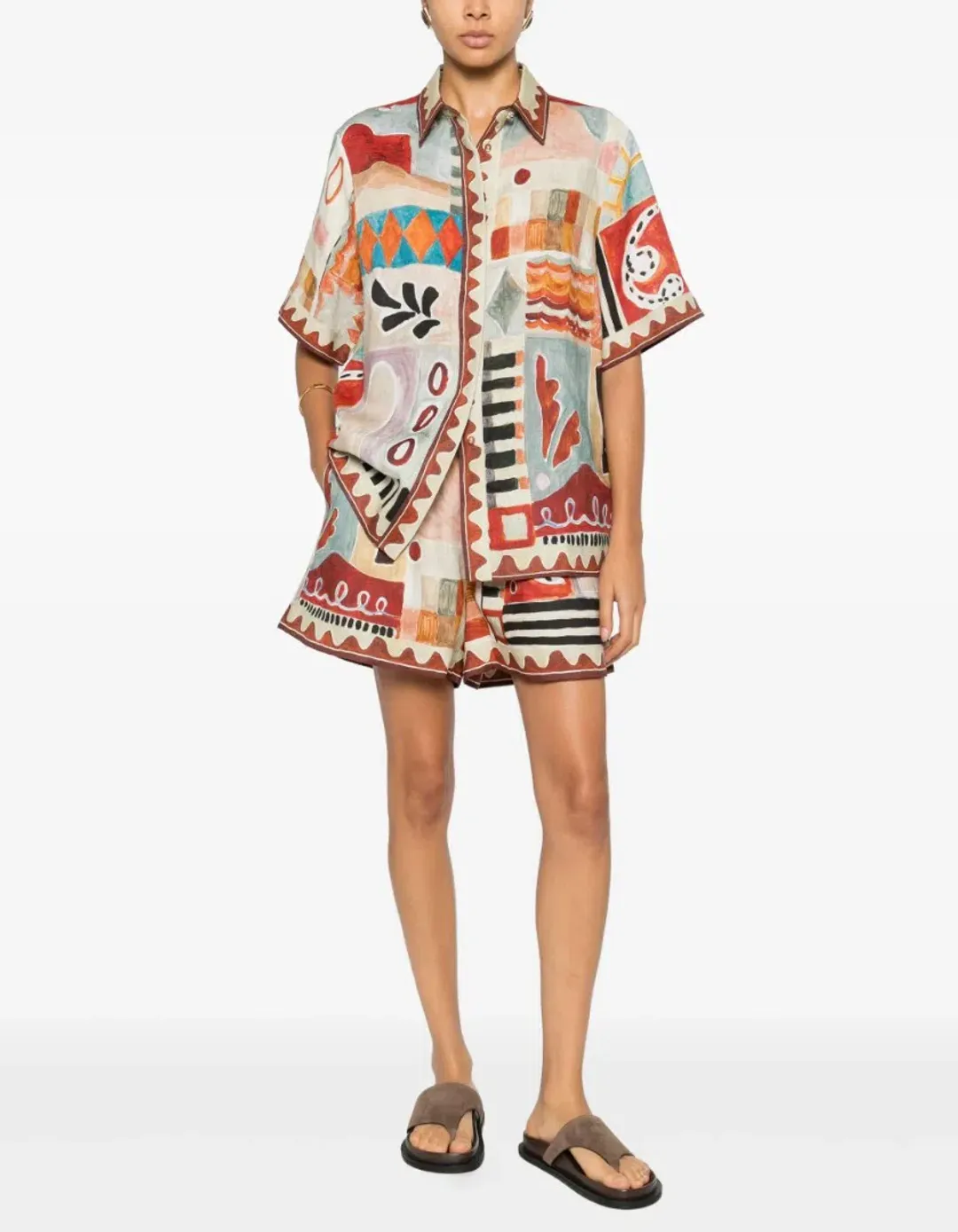 Alemais Michelle Shirt Shorts Set Moroccan Print Size 12 for rent on The Volte - main image