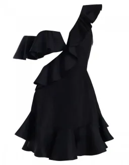 Zimmermann Rife Flounce Mini Dress Black Size 2 / Au 12 for rent on The Volte - image 2