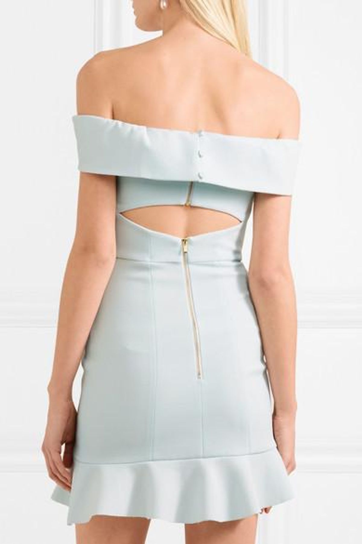 Rebecca Vallance Hamptons Off The Shoulder Crepe Mini Dress in Size 10 - Image 4