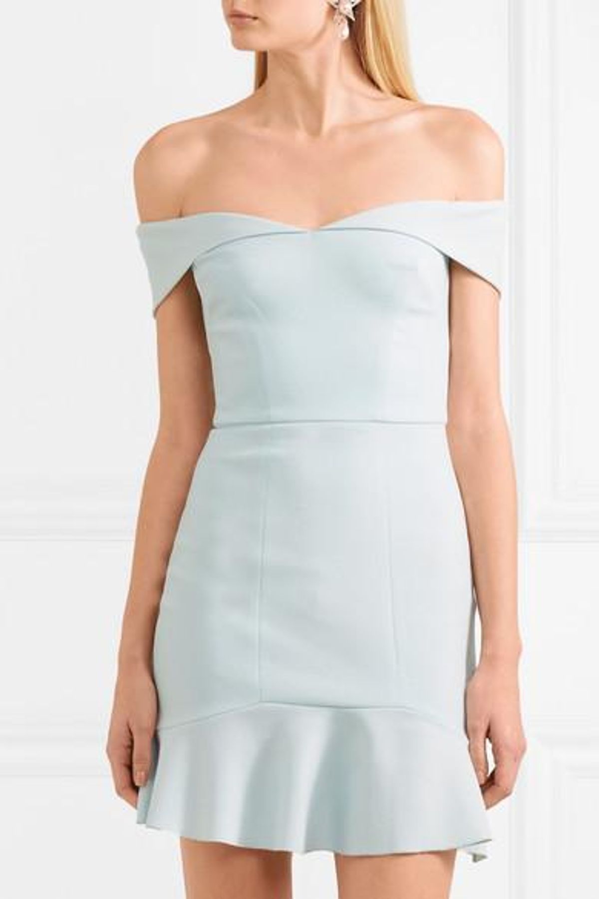 Rebecca Vallance Hamptons Off The Shoulder Crepe Mini Dress in Size 10 - Image 3
