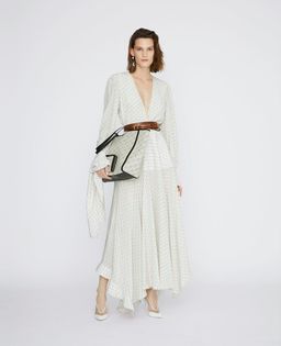 Stella McCartney Asymmetric Monogrammed Silk Deep V-neck Dress size 10 for rent on The Volte - image 1