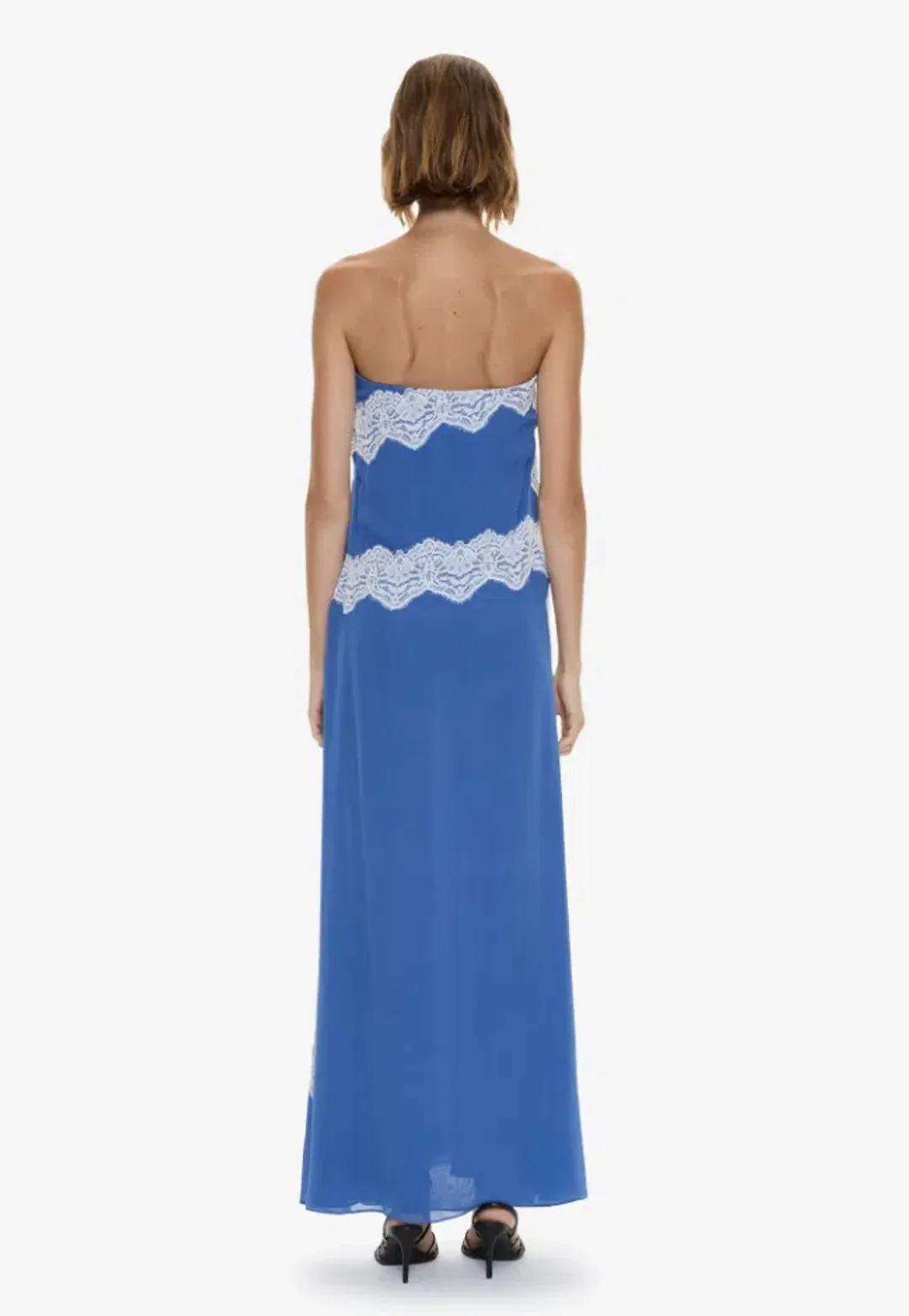 Christopher Esber Verve Lace Strapless Dress azurite white Size 8 for rent on The Volte - main image