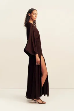 Shona Joy Amina Flared Sleeve Plunged Maxi / Ristretto / Size 14 for rent on The Volte - image 5
