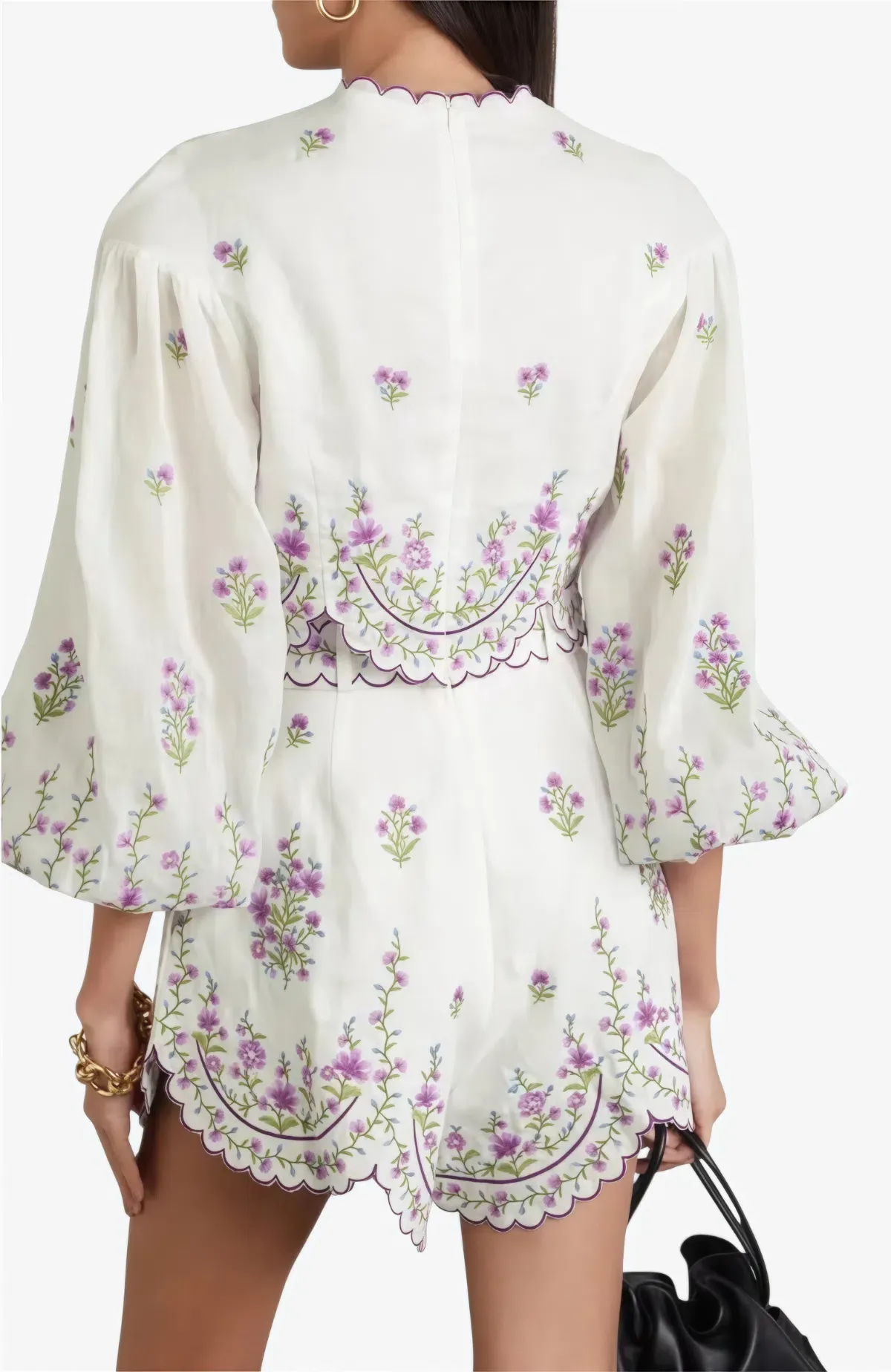 Zimmermann Poppy Scalloped Blouse & Shorts Set Size AU 8 / 0 - Image 2