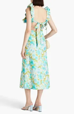 Zimmermann High Tide Frill Midi Dress Aqua Ikat size AU 10 / 1 for rent on The Volte - image 2
