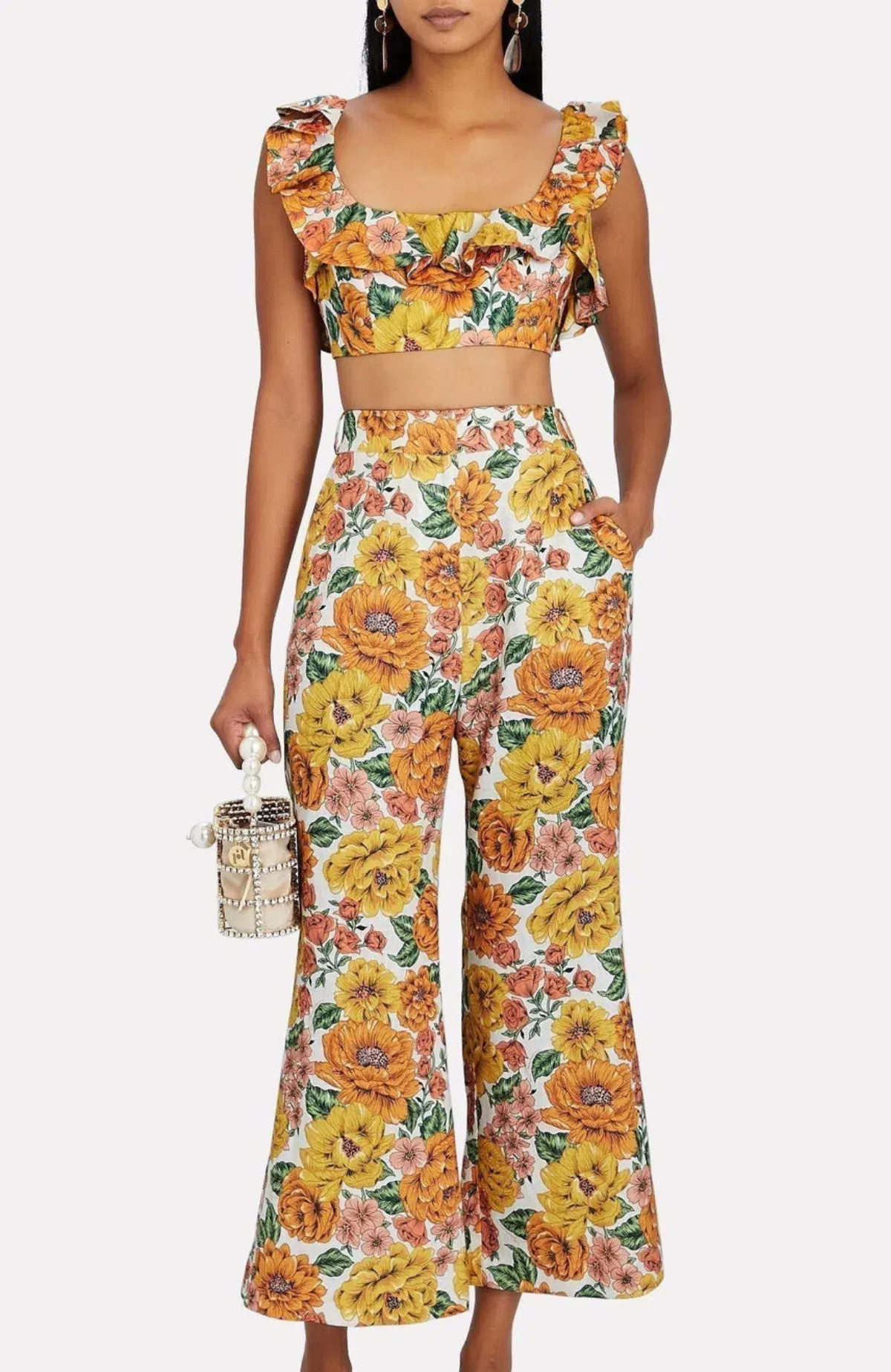 Zimmermann Poppy Floral Print Crop & Pants Set AU 10 / 1 - Image 1