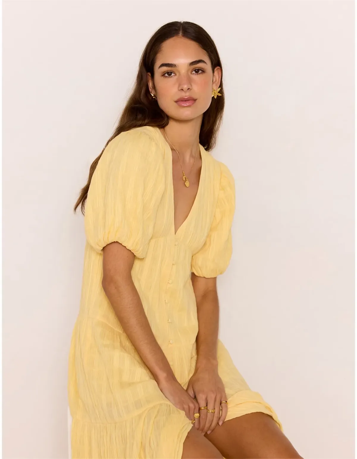 Minkpink Leon Tiered Maxi Dress Yellow Size L - Image 2