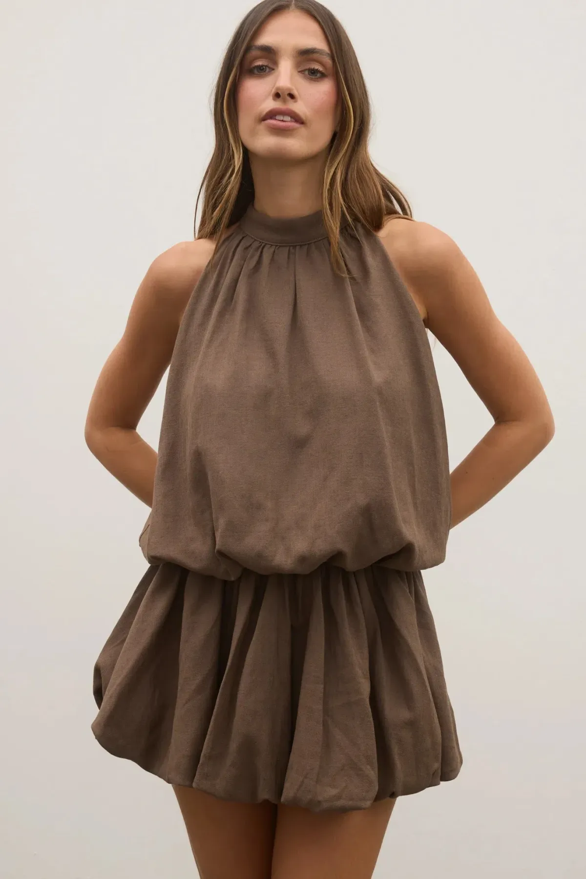 Bayse Genevieve Mini Dress Chocolate Size 8 / S - Image 4
