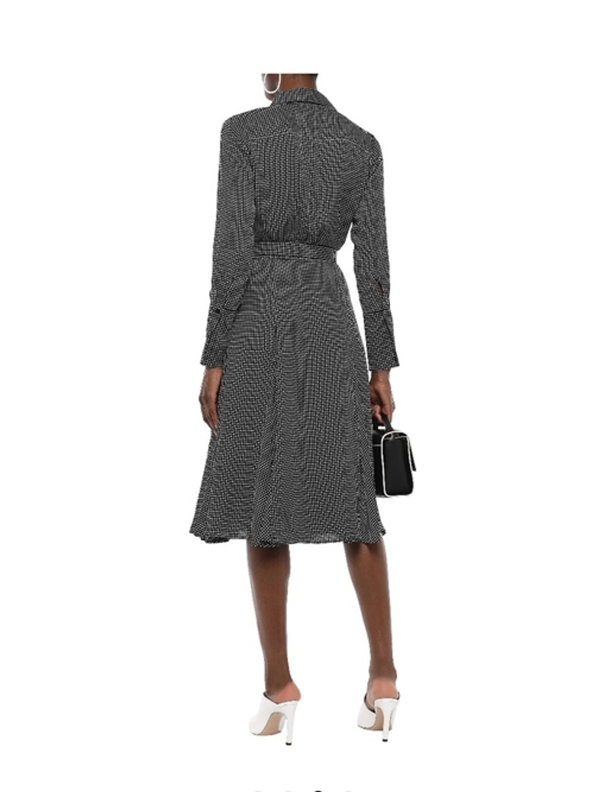 Equipment - Bancort belted black checked crepe de chine shirt dress size 8 - Image 3