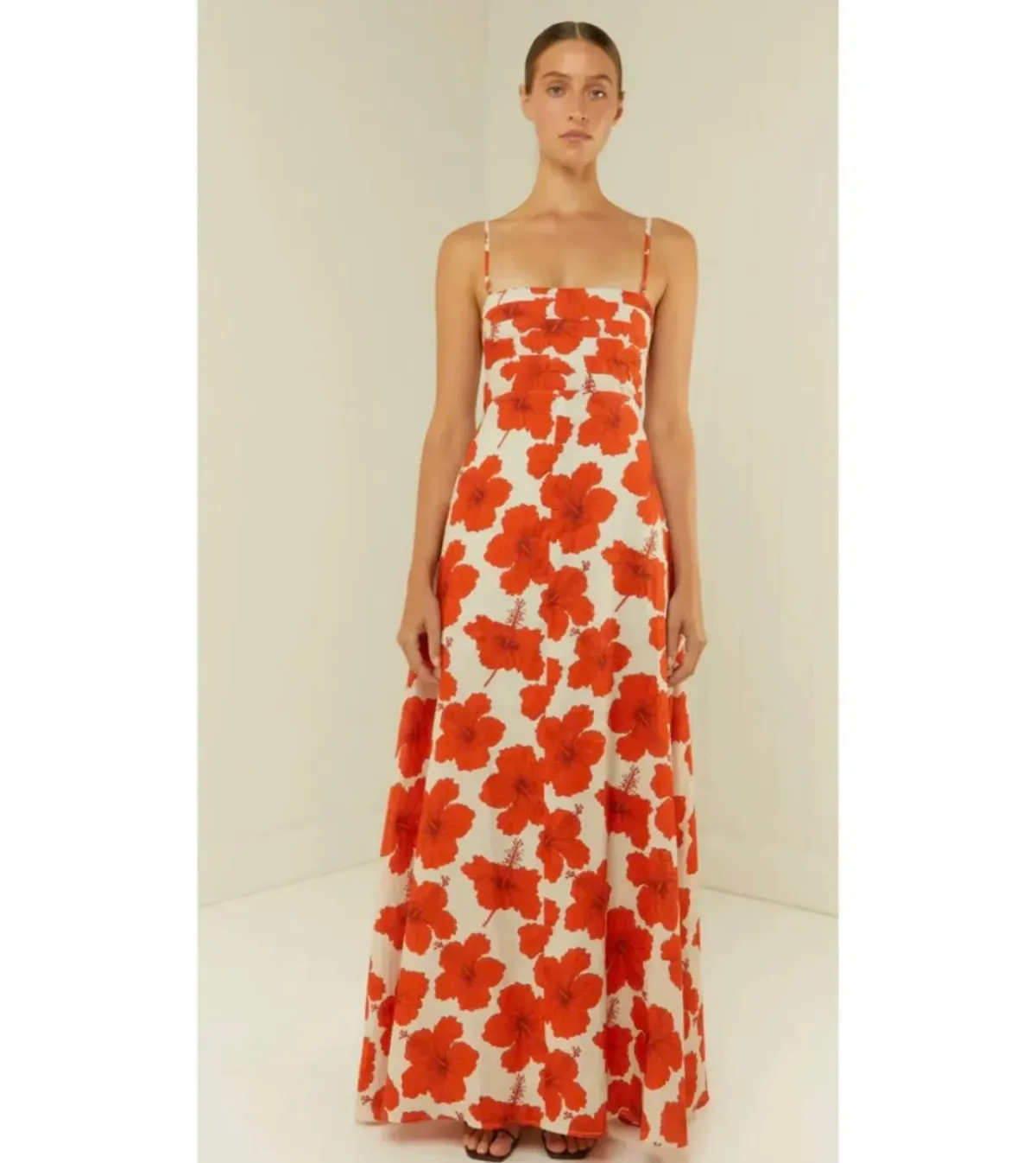 PALM NOOSA PRIMROSE MAXI DRESS RED HIBISCUS - SIZE 12 - Image 1