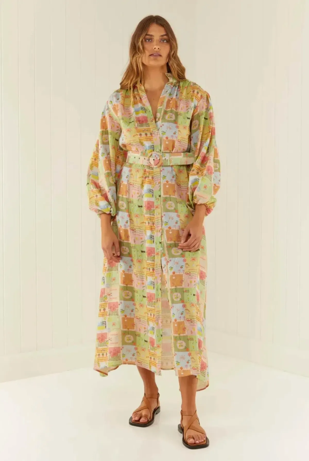 PALM NOOSA NODDY DRESS NOOSA TILES PRINT MULTI SIZE - SIZE 12 - Image 2