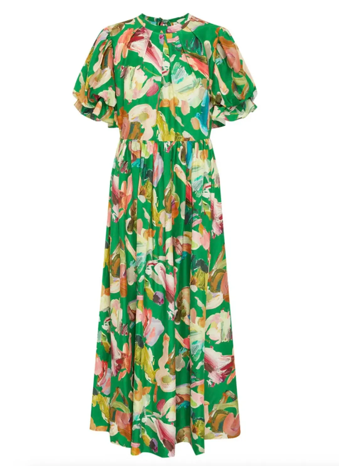Alémais Arlo Puff Sleeve Midi Green Print Size 12 for rent on The Volte - main image