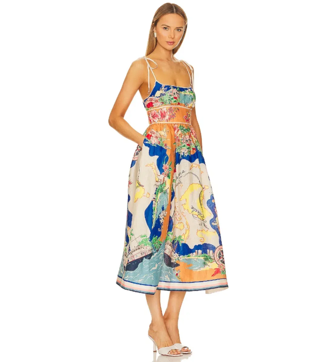 Zimmermann Alight Picnic Midi Dress Print Size 1 AU 10 for rent on The Volte - main image