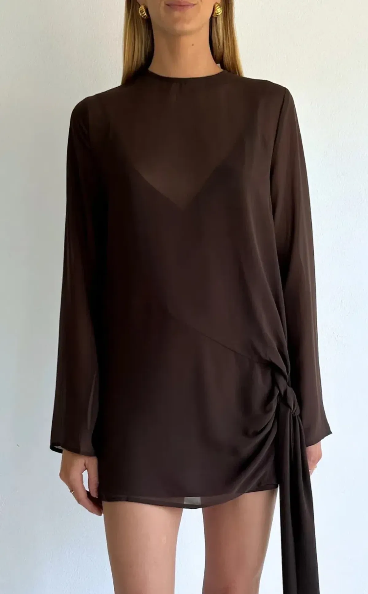 By Nicola Elodie Mini Dress in Chocolate Size 12 - Image 1