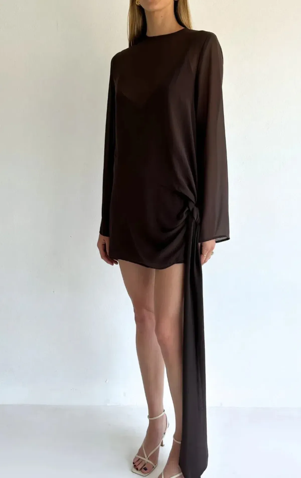 By Nicola Elodie Mini Dress in Chocolate Size 12 - Image 7