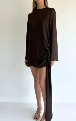 By Nicola Elodie Mini Dress in Chocolate Size 12 for rent on The Volte - image 7