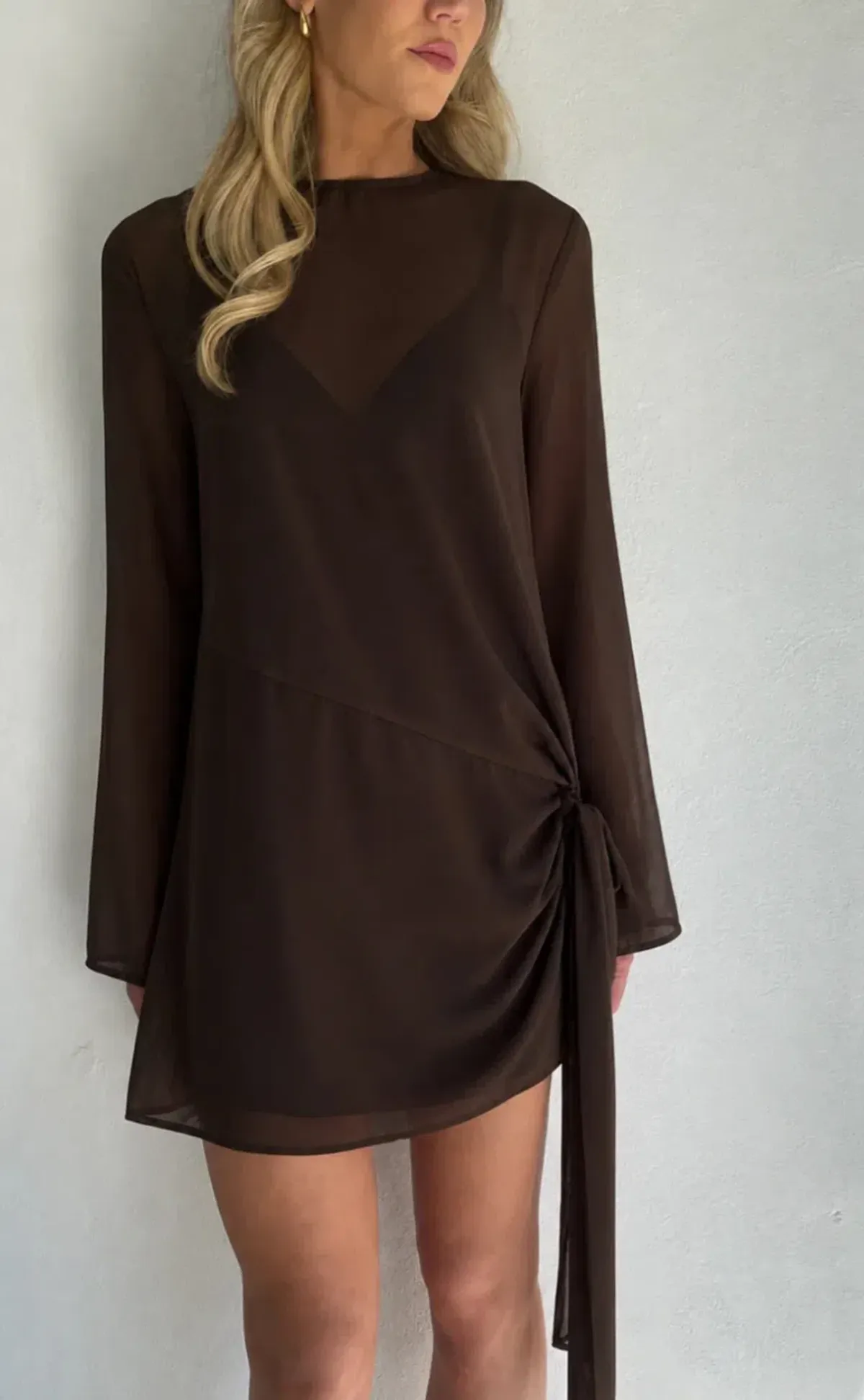 By Nicola Elodie Mini Dress in Chocolate Size 12 - Image 2