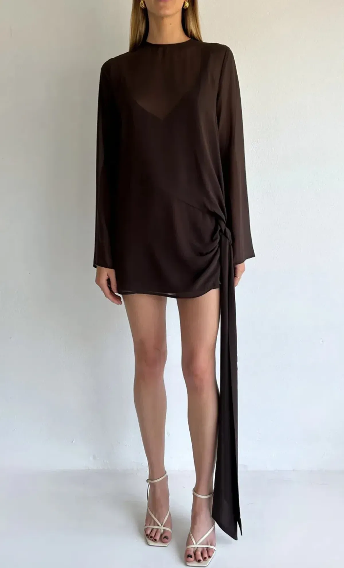 By Nicola Elodie Mini Dress in Chocolate Size 12 - Image 3