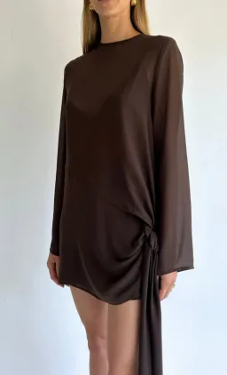 By Nicola Elodie Mini Dress in Chocolate Size 12 for rent on The Volte - image 4