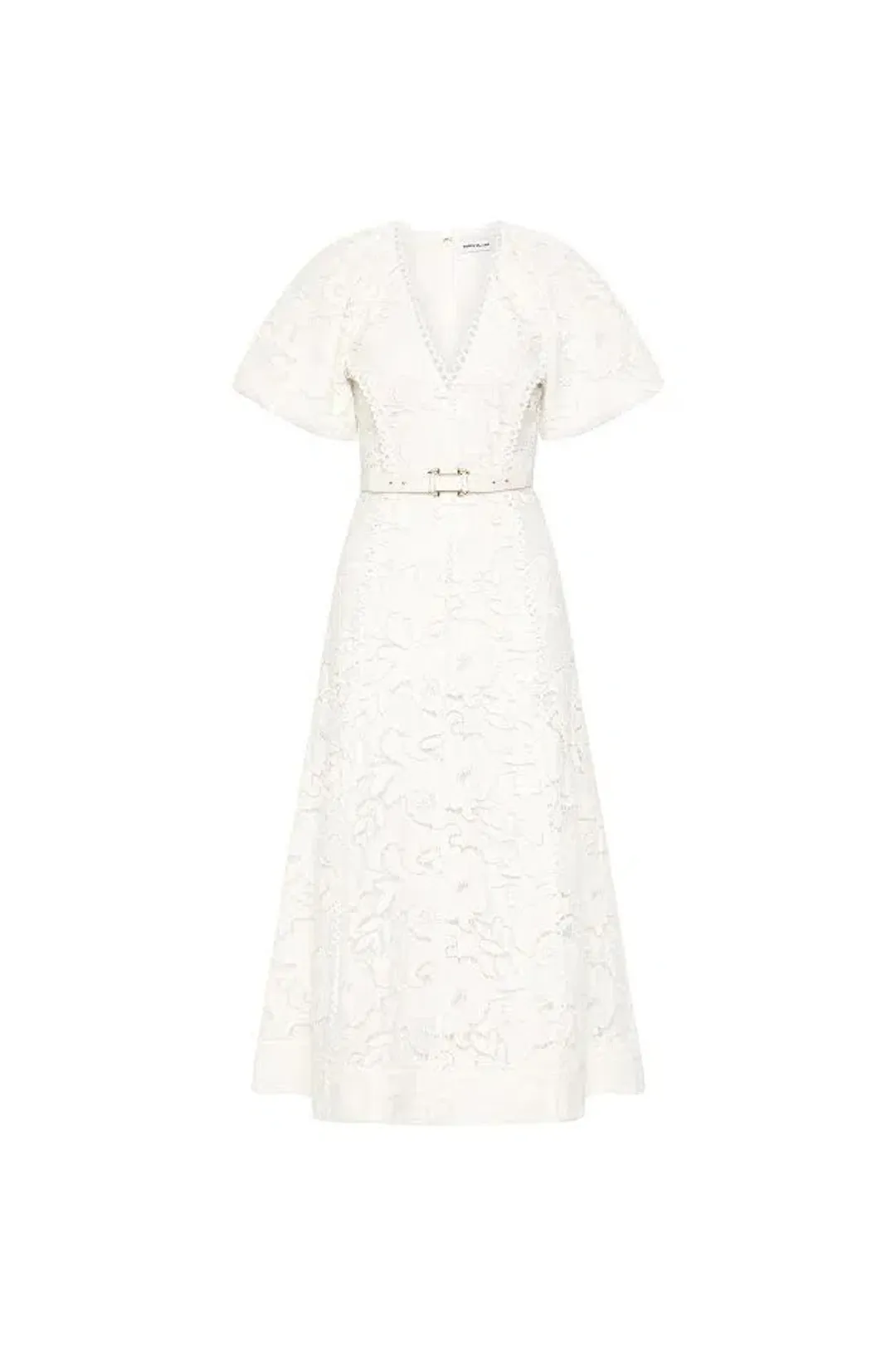 Rebecca Vallance Ginger Puff Sleeve Midi Dress Ivory White Size 6 AU for rent on The Volte - main image