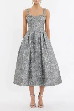 Rebecca Vallance Sterling Midi Dress Silver Size 12 AU for rent on The Volte - image 2