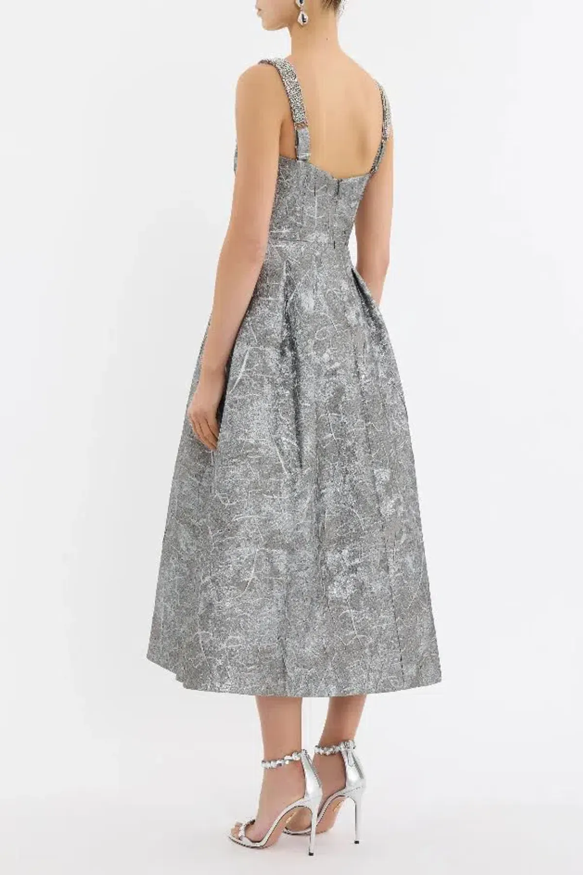 Rebecca Vallance Sterling Midi Dress Silver Size 12 AU - Image 9