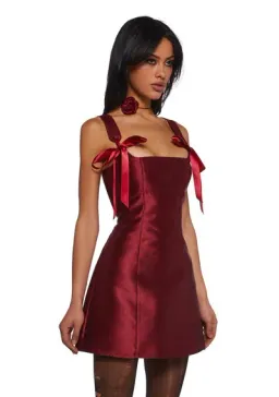 Current Mood Pixie Stardust Burgundy Satin Mini Dress Size 8 / S for rent on The Volte - image 3