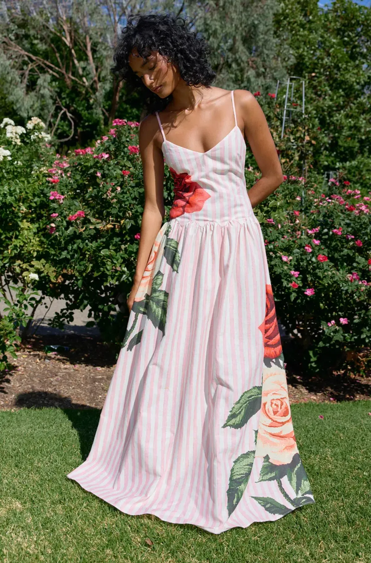 Aston Studio Agatha Maxi Dress Baby Rose Stripe Size 10 - Image 2