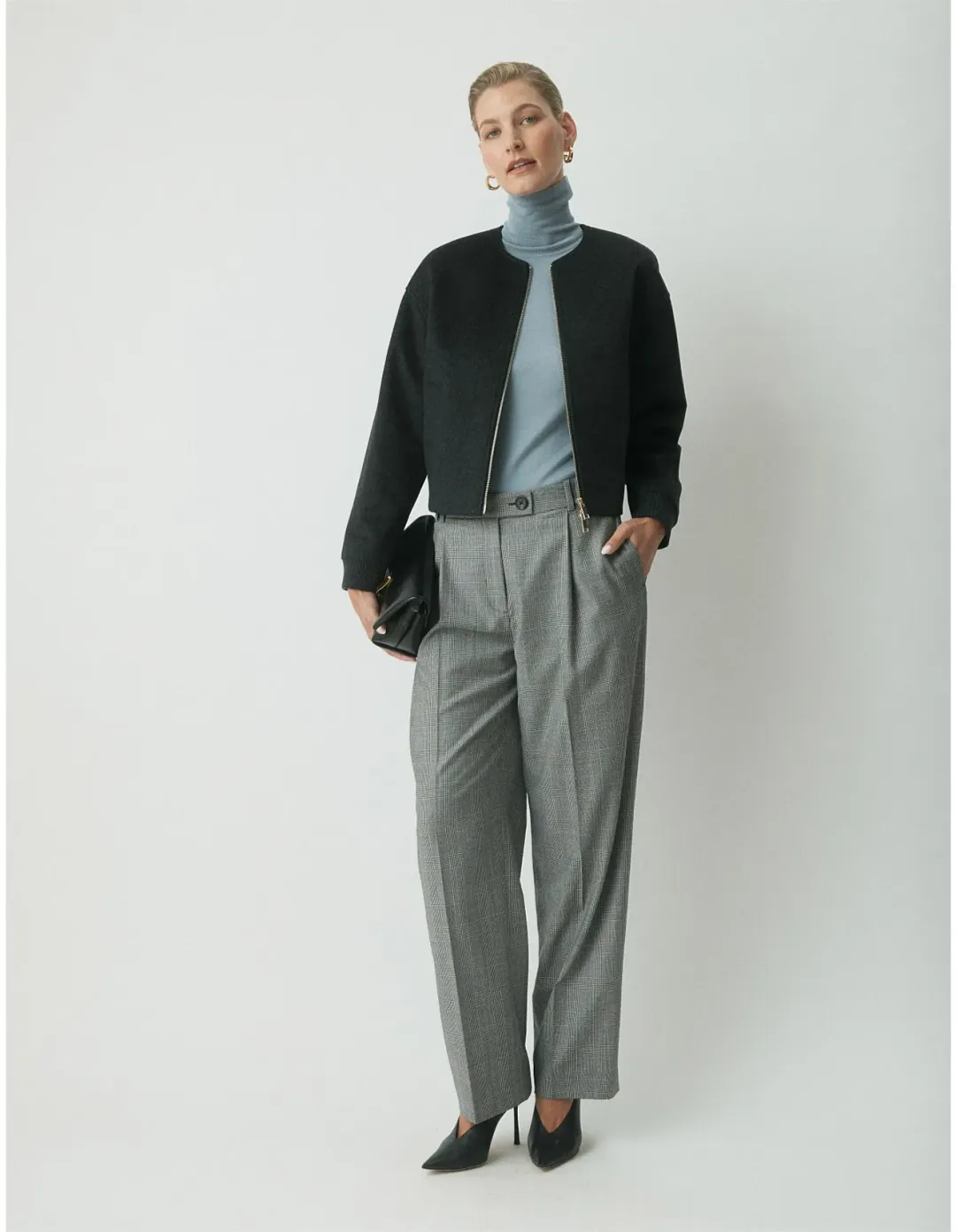 Perri Cutten London Wool Bomber Jacket Charcoal Size L / AU 14 for rent on The Volte - main image