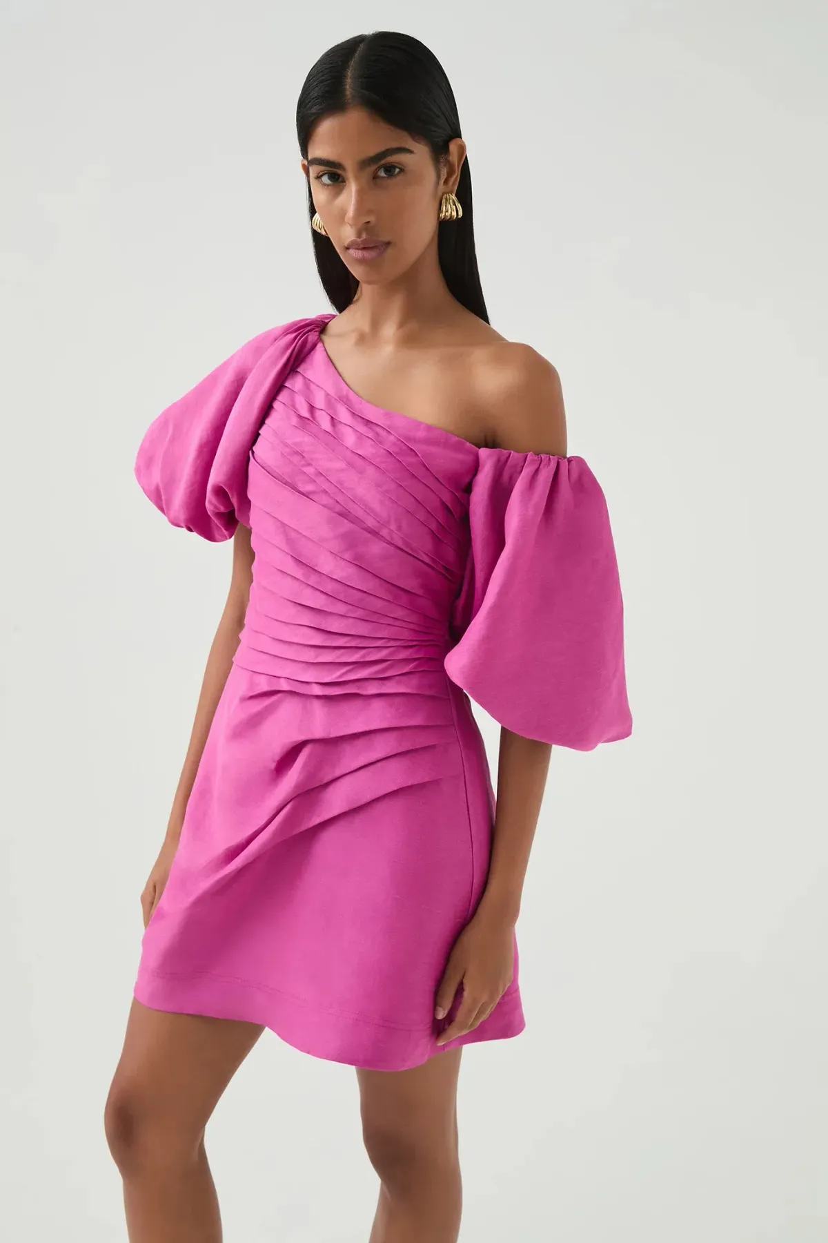 Aje Cadence Ruched Mini Pink Size 16 - Image 1