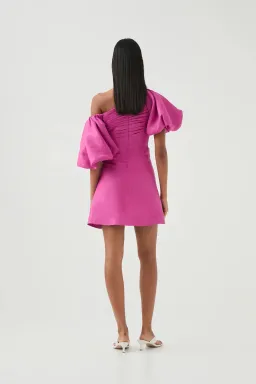 Aje Cadence Ruched Mini Dress Magenta Size 16 for rent on The Volte - image 3