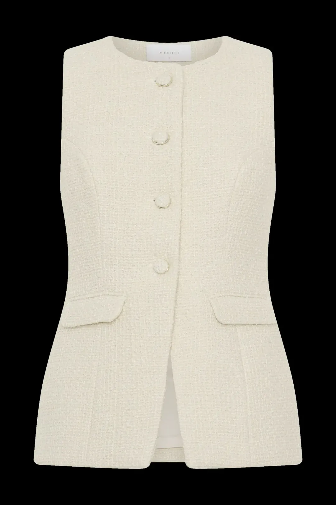 Kookai Richie Crew Vest Ivory Tweed Size 10 / M for rent on The Volte - main image