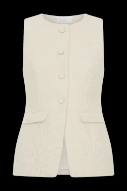 Kookai Richie Crew Vest Ivory Tweed Size 10 / M for rent on The Volte - image 2