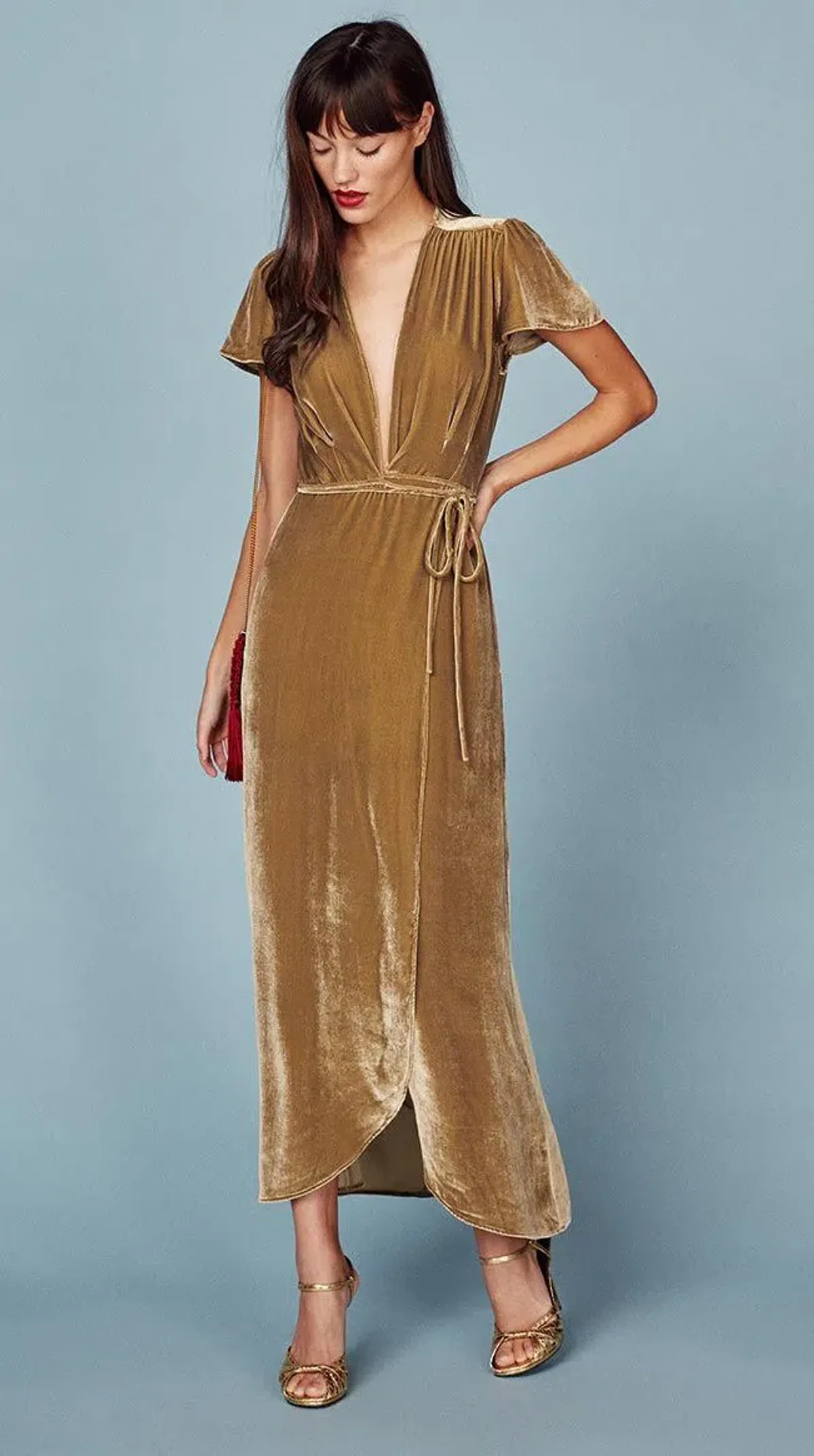 Reformation Yellow Velvet Dress - Image 1