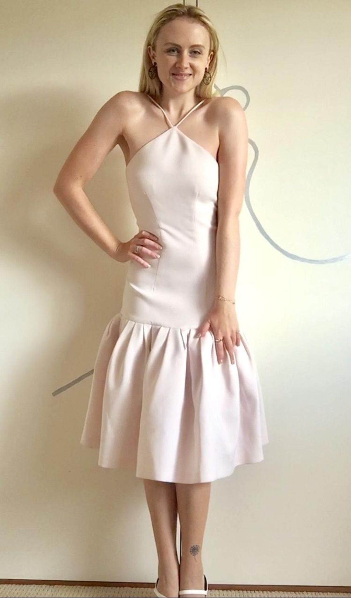 By Johnny Fit and Flare Midi Dress Pale Pink Size 6 for rent on The Volte - main image