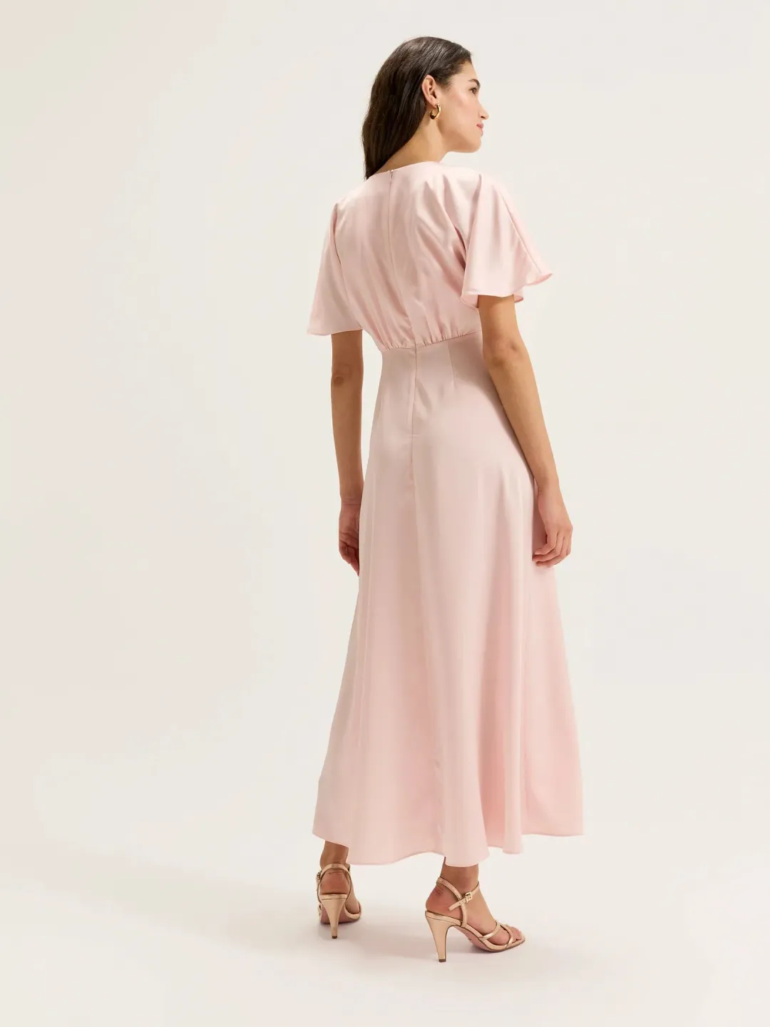 Review Montreal Sleeved Maxi Dress Pink Size 10 for rent on The Volte - main image
