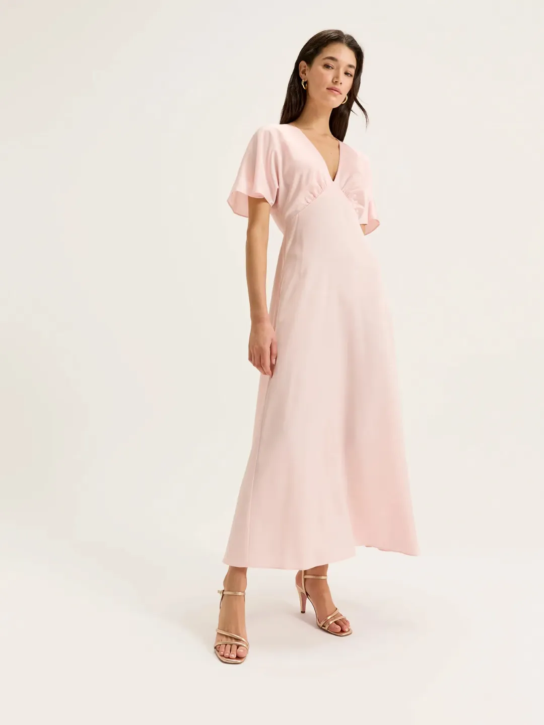 Review Montreal Sleeved Maxi Dress Pink Size 10 for rent on The Volte - main image