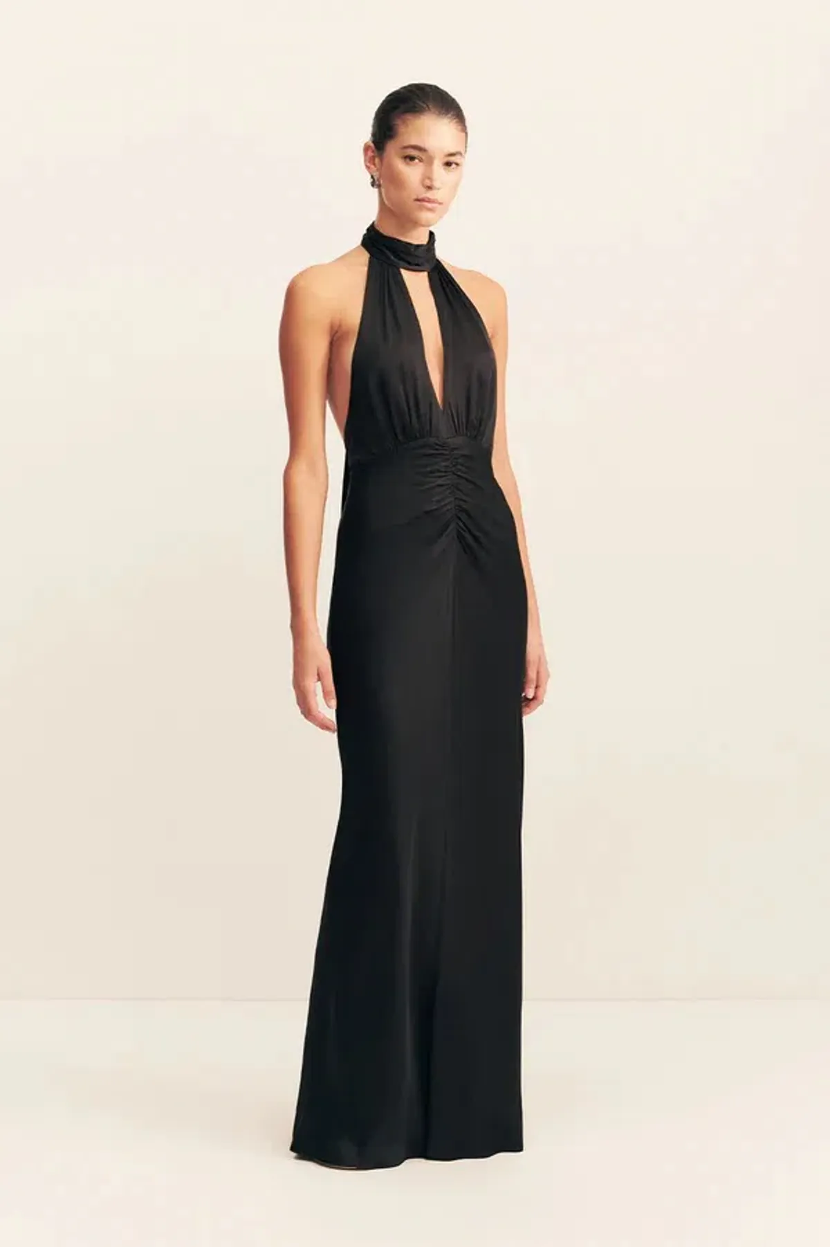 Shona Joy Agnes Halter Neck Maxi Black Size AU 6 - Image 1