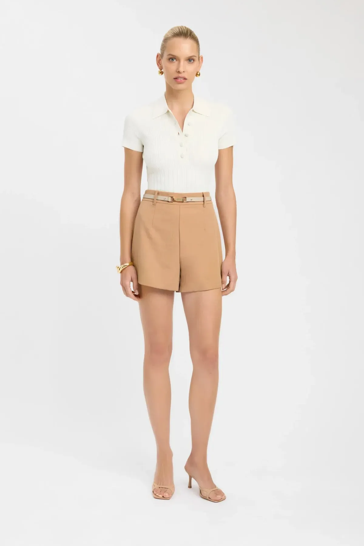 Kookai Ariel Tailored Shorts in Iced Coffee Size 8 / 36 for rent on The Volte - main image