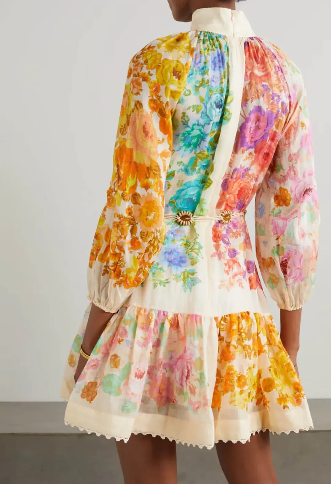 Zimmermann Raie Lantern Mini Dress in Multi Size 2 / AU 12 for rent on The Volte - main image