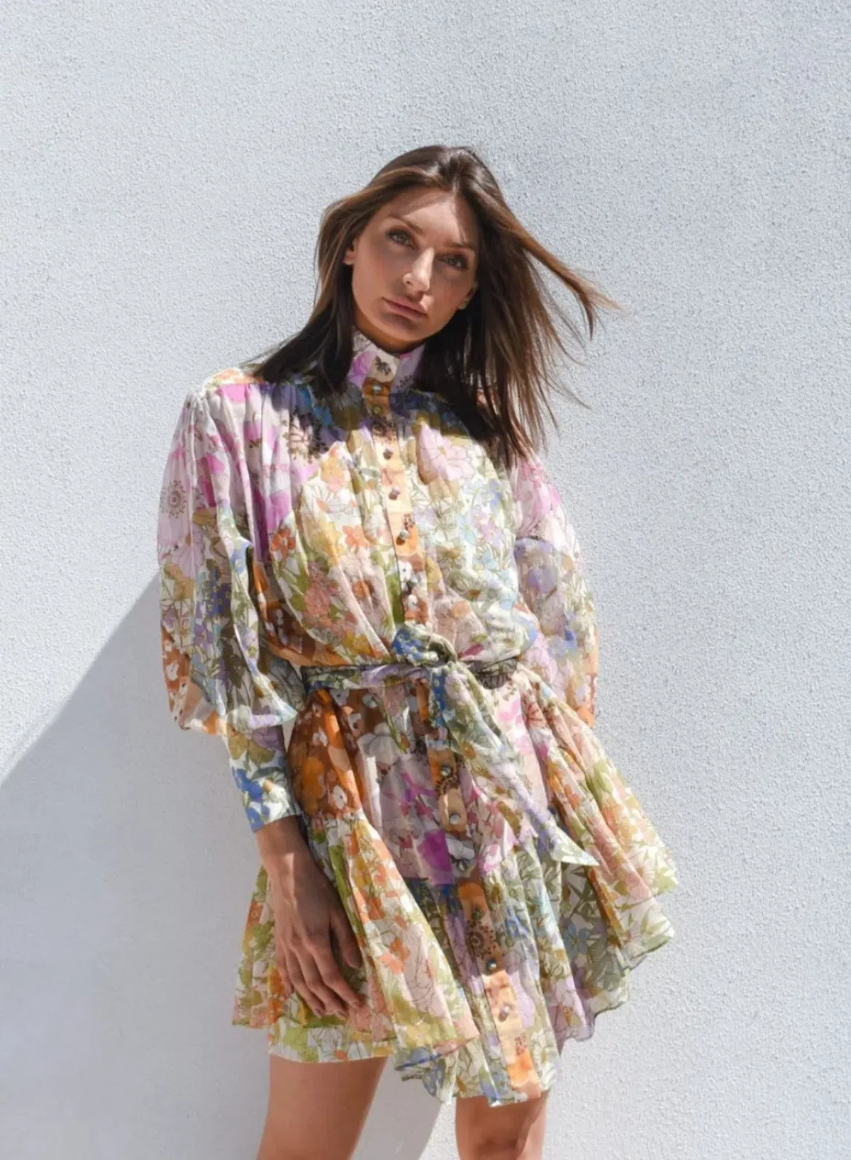 Zimmermann Super Eight Lantern Mini Dress in Floral Size 1 AU 10 - Image 3