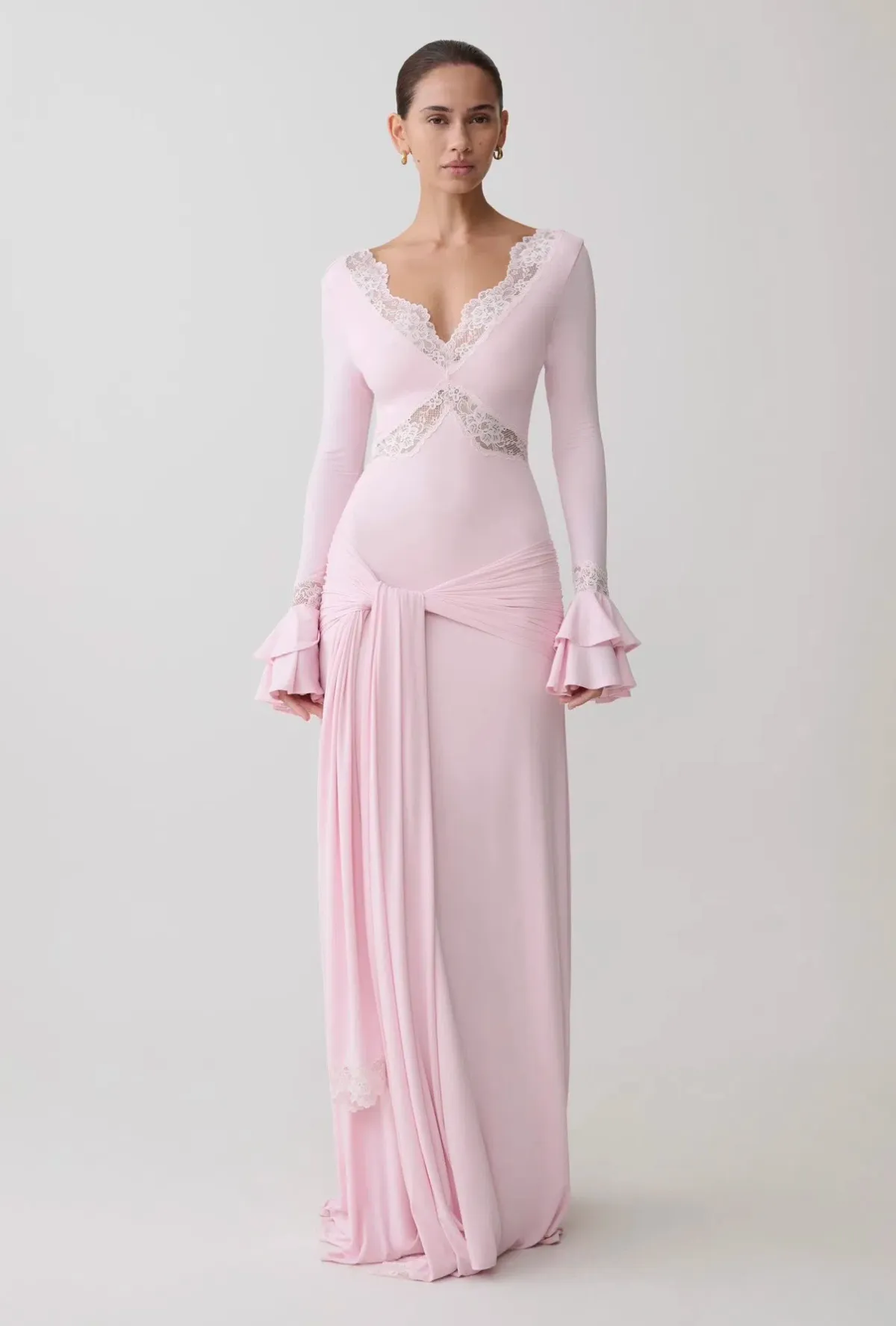Meshki Electra Lace Maxi Dress - Ballet Pink size M (10) - Image 2
