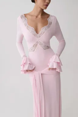 Meshki Electra Lace Maxi Dress Ballet Pink Size M / 10 for rent on The Volte - image 4